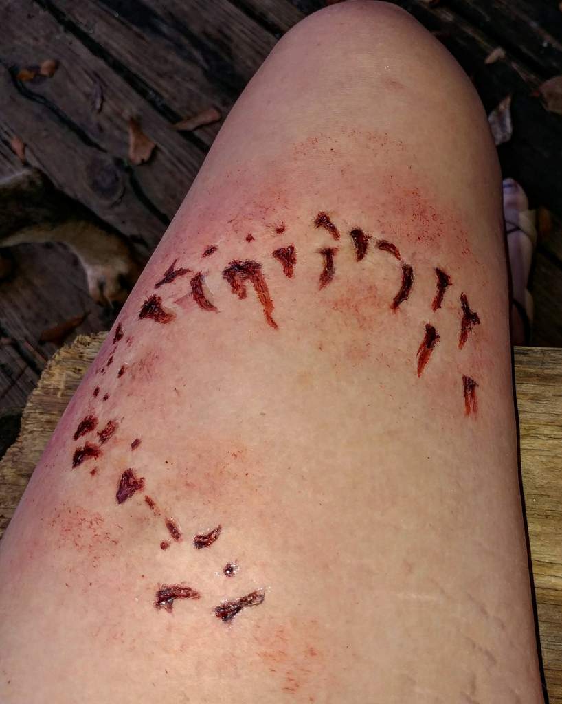 Shark Bite Using Kryolan Collodion And Ben Nye Fresh Scab Blood Special Effects Makeup Amino