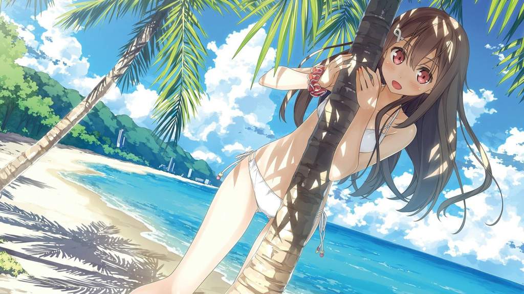 Anime girl at the beach