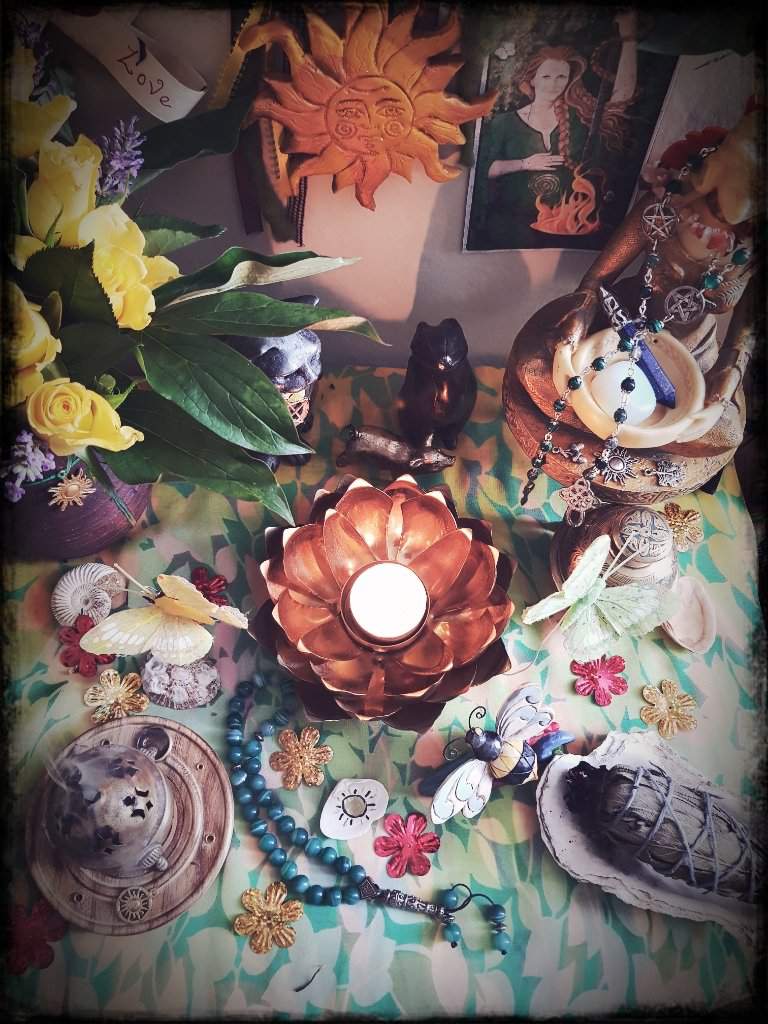 My Litha Altar with My Handmade Sun God | Pagans & Witches Amino