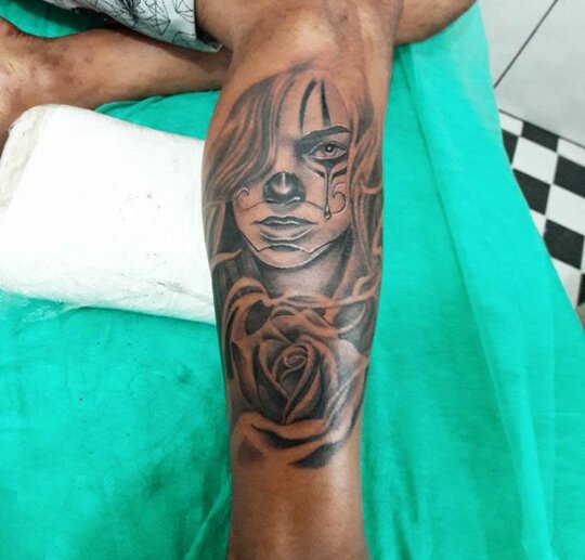 Trabalho Do Dia Catrina E Rosa Sombreada Tatuagem Amino