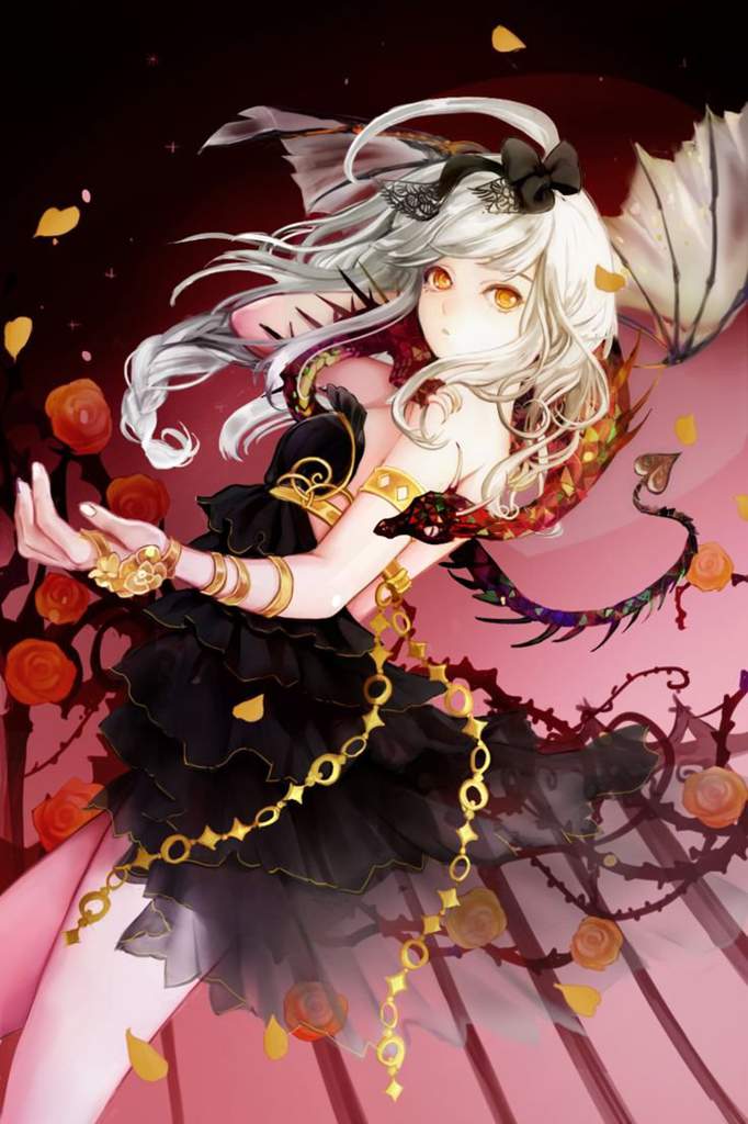 Anime demon girl with black hair