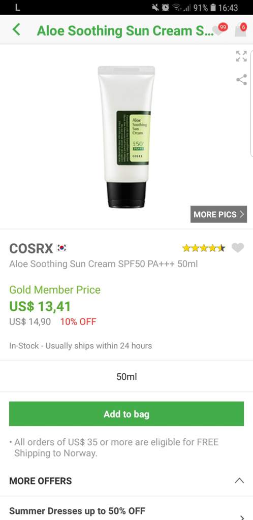 cosrx aloe soothing sun cream yesstyle