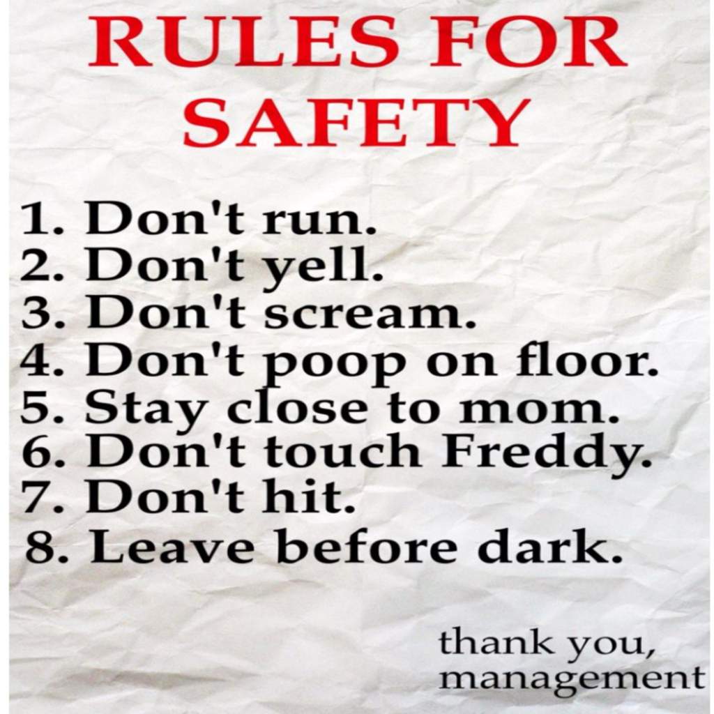 If You Ve Ever Fully Wanted To See The Fnaf Rules Here It