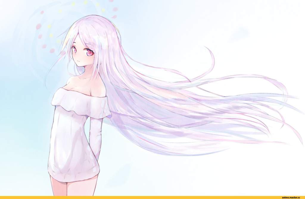 Anime girls with long white hair