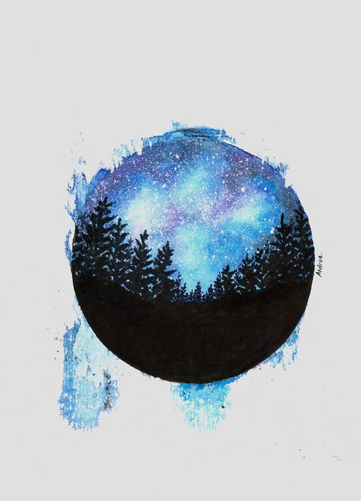 My watercolor painting of a starry sky above a finnish ...