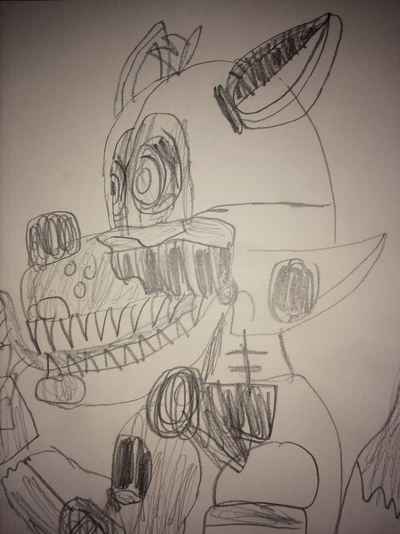 (Black and white) nightmare funtime foxy | Five Nights At Freddy's Amino