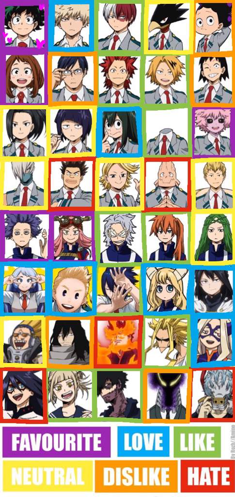 Character Bingo Thing! | My Hero Academia Amino