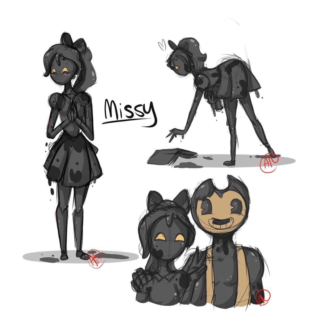 bendy and the ink machine alice angel adn bendy fighting