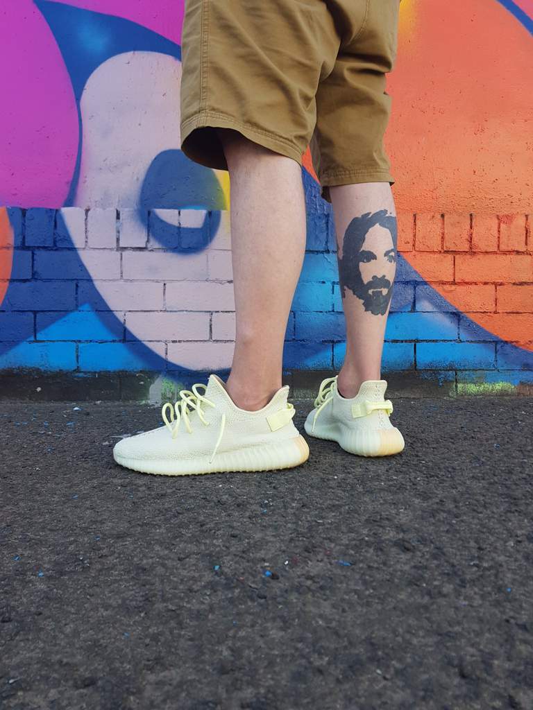 yeezy butter on foot