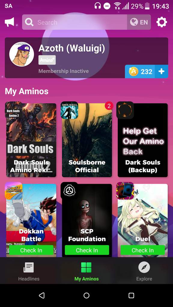 Page amino password login