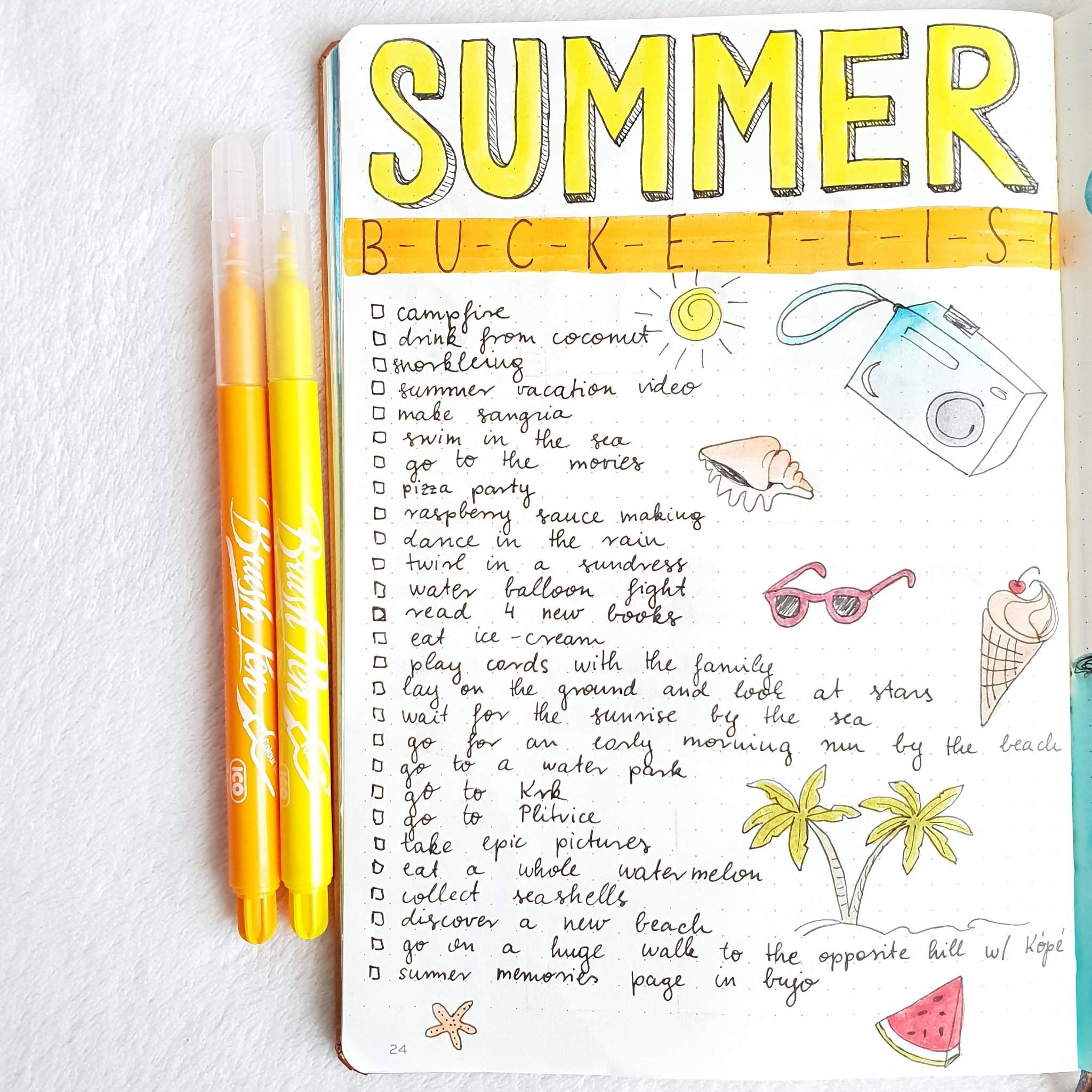 Summer bucketlist | Bullet Journal Amino