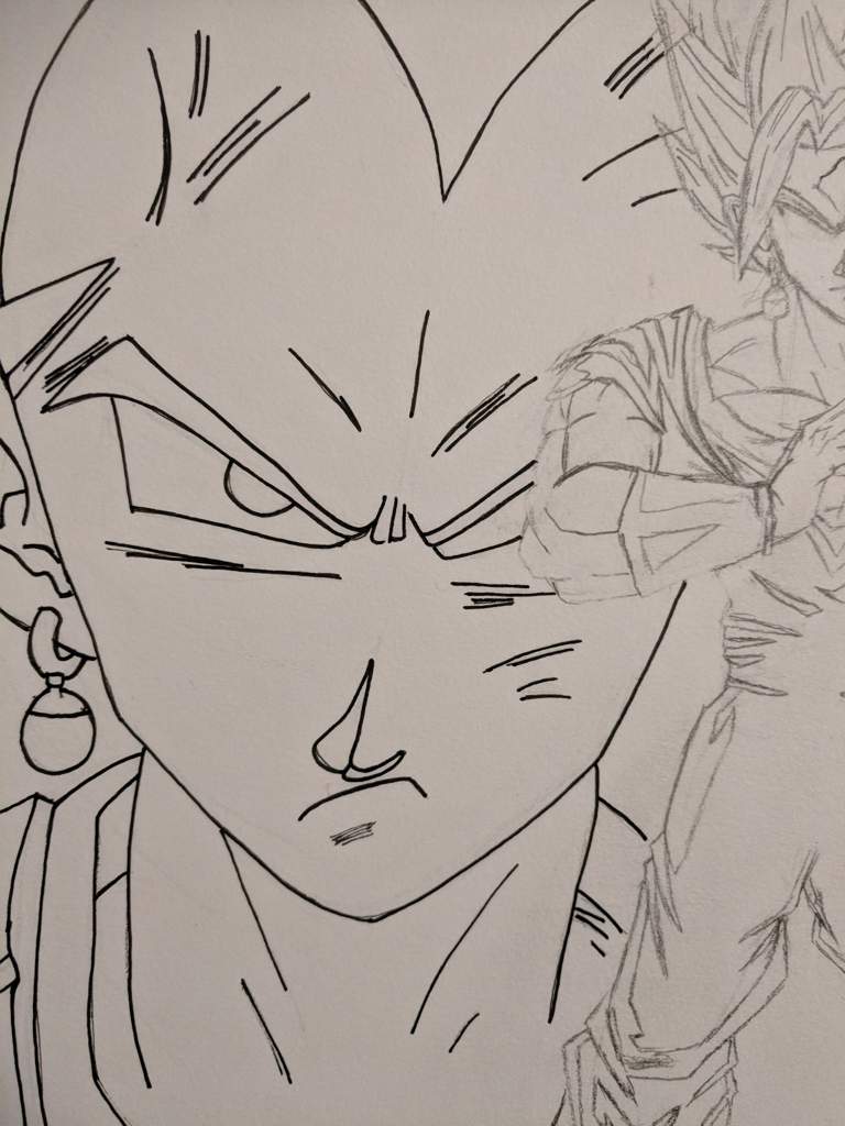 Vegito Fusion line art process || Collab | Anime Amino