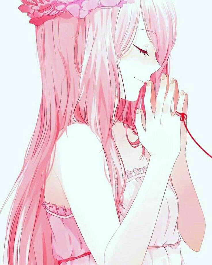 Cute pink haired anime girl