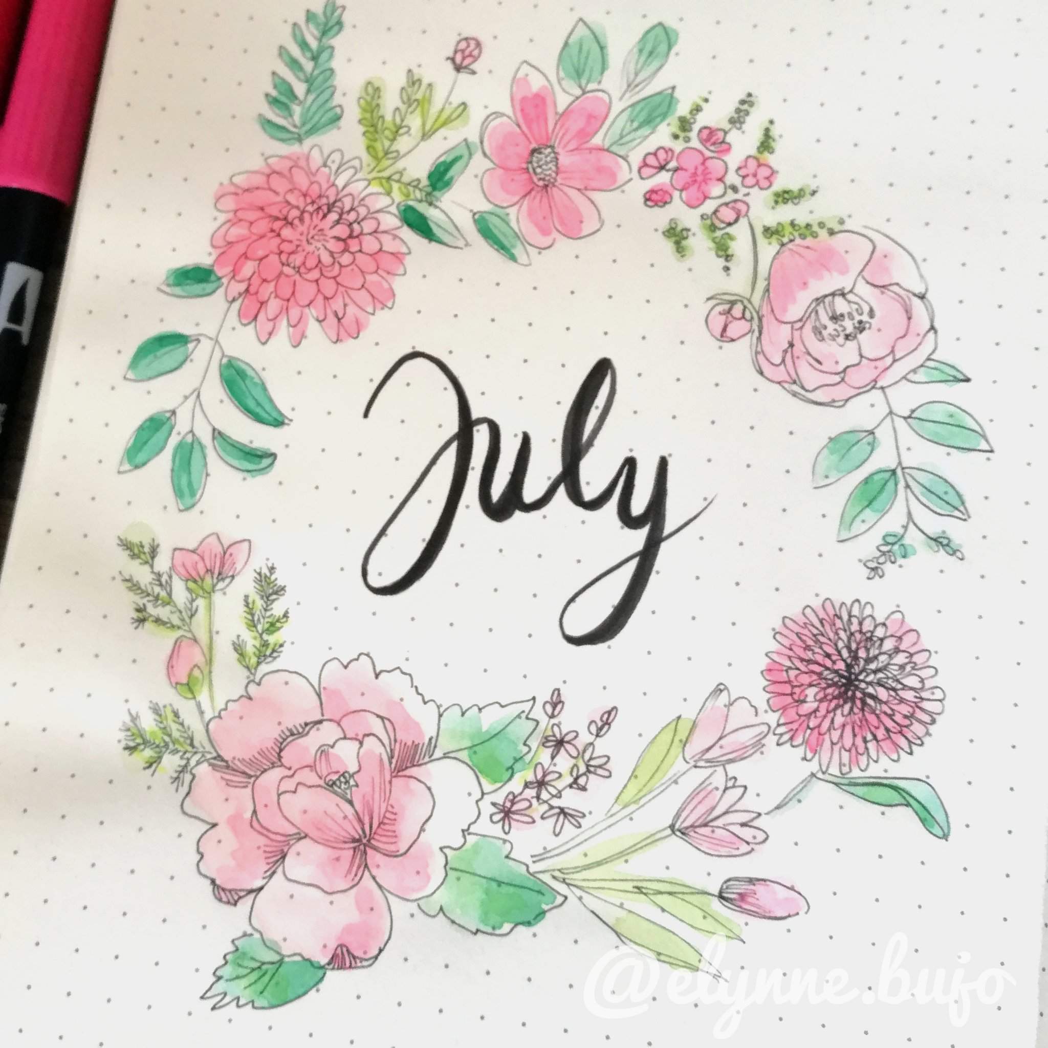 Peonies for July! | Bullet Journal Amino