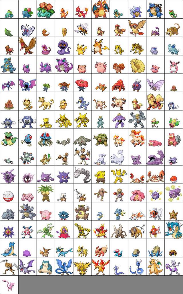 Kanto Pokedex List