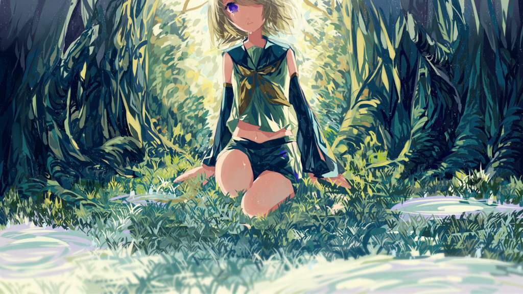 Blonde young anime outdoor