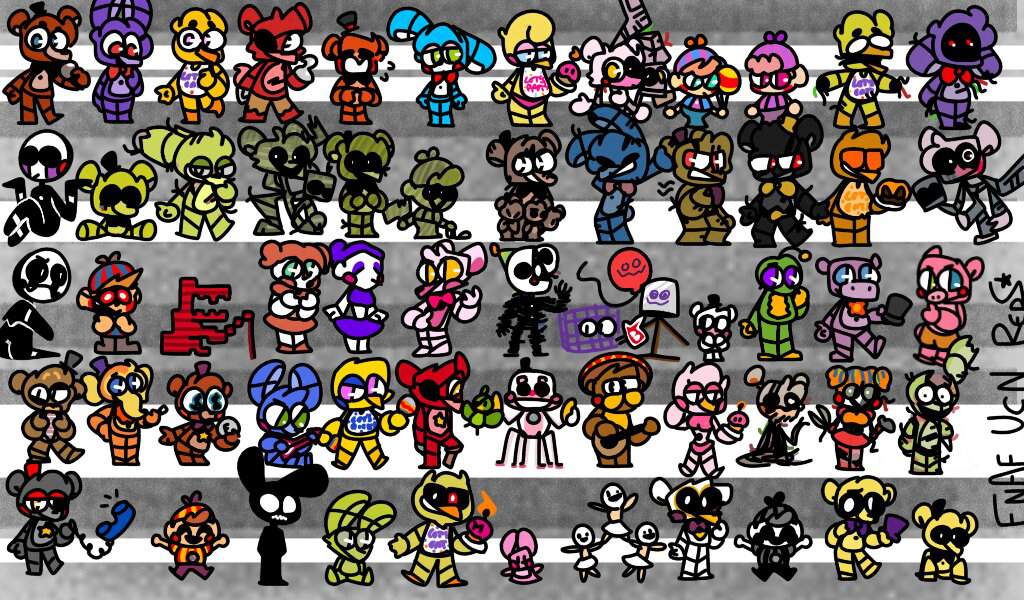 All fnaf ucn characters.