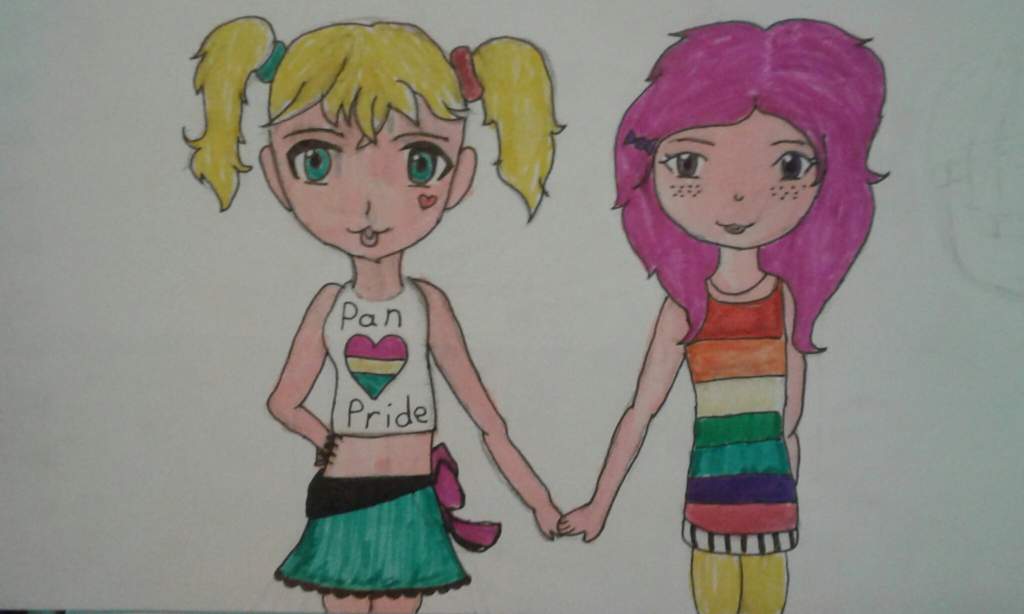 Here S A Manga Style Drawing Of Two Girls Holding Hands Lgbt Amino