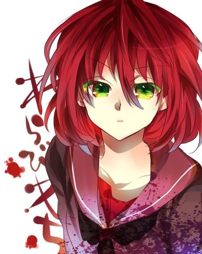 anime girl red hair green eyes