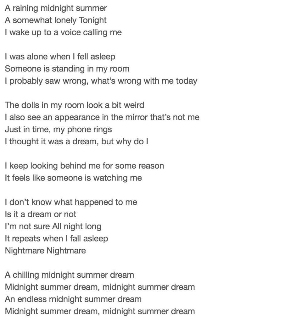 Quick Translation Of Midnight Summer Dream Lyrics Mamamoo Amino