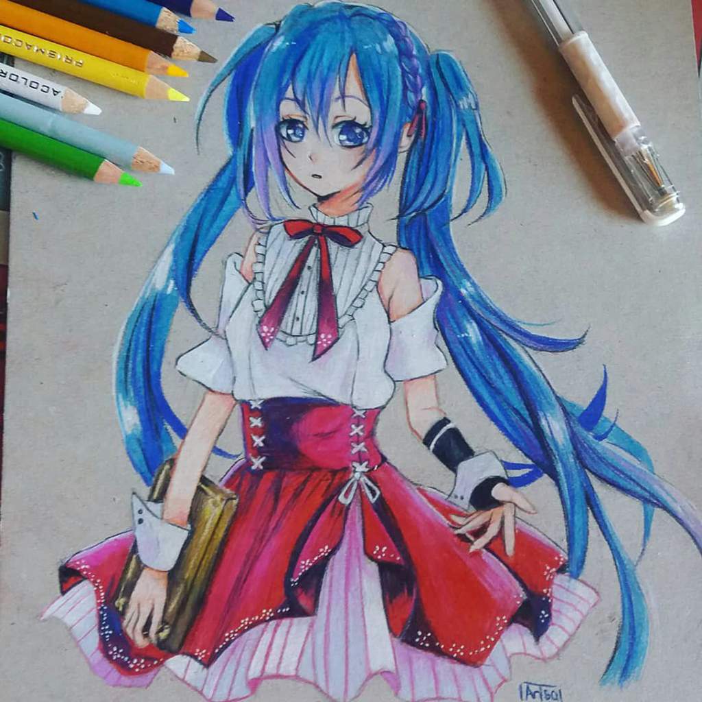 Hatsune Miku Colored Pencil Drawing Step by Step | Anime Amino