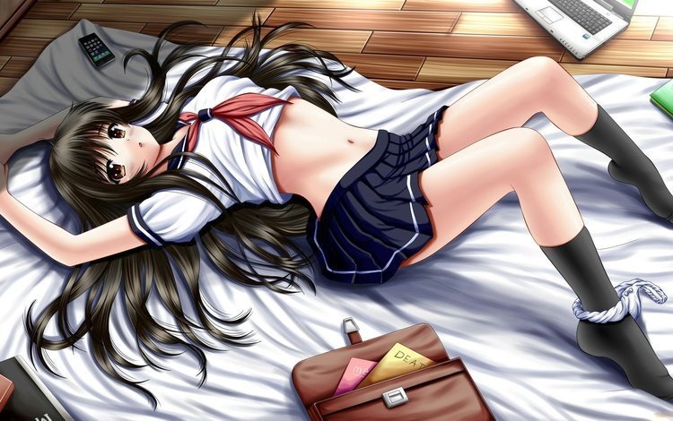 Anime schoolgirl upskirt