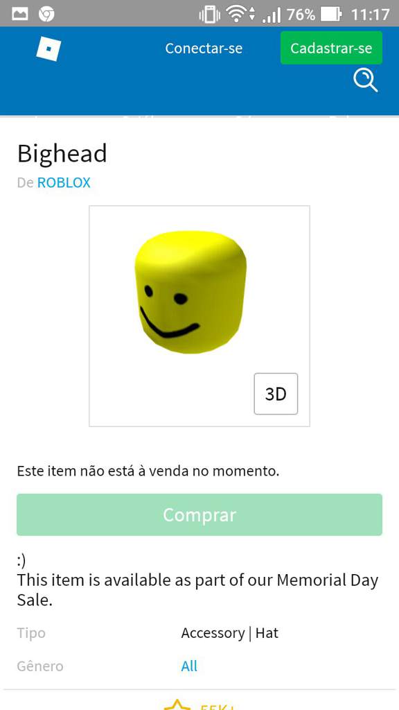 Bighead Roblox Brasil Official Amino - how to get the bighead from the roblox memorial day sale