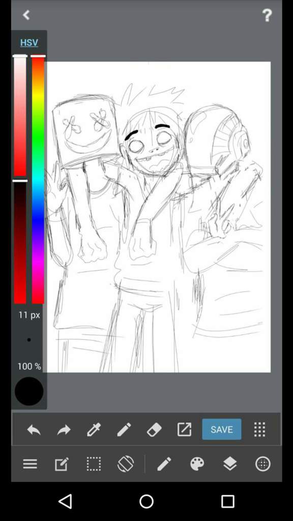 Dibujo crossover gorillaz/daft punk/marshmello ...