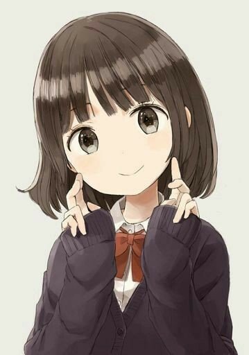 Anime Girls With Short Haircuts - Autumn brown hair flower green eyes ...