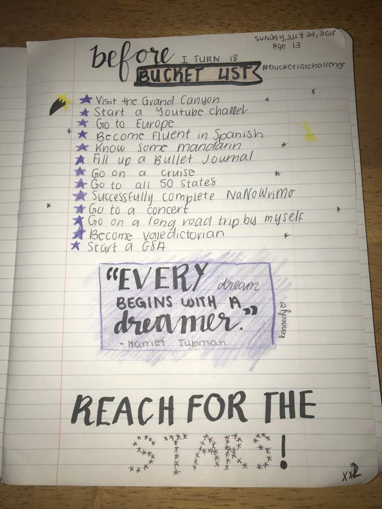 before i turn 18 bucket list! 💘 | Bullet Journal Amino