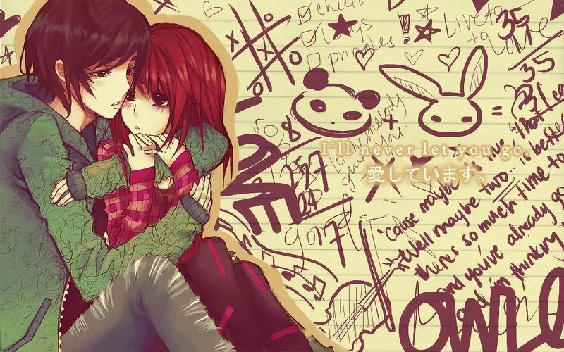 Anime couple in love