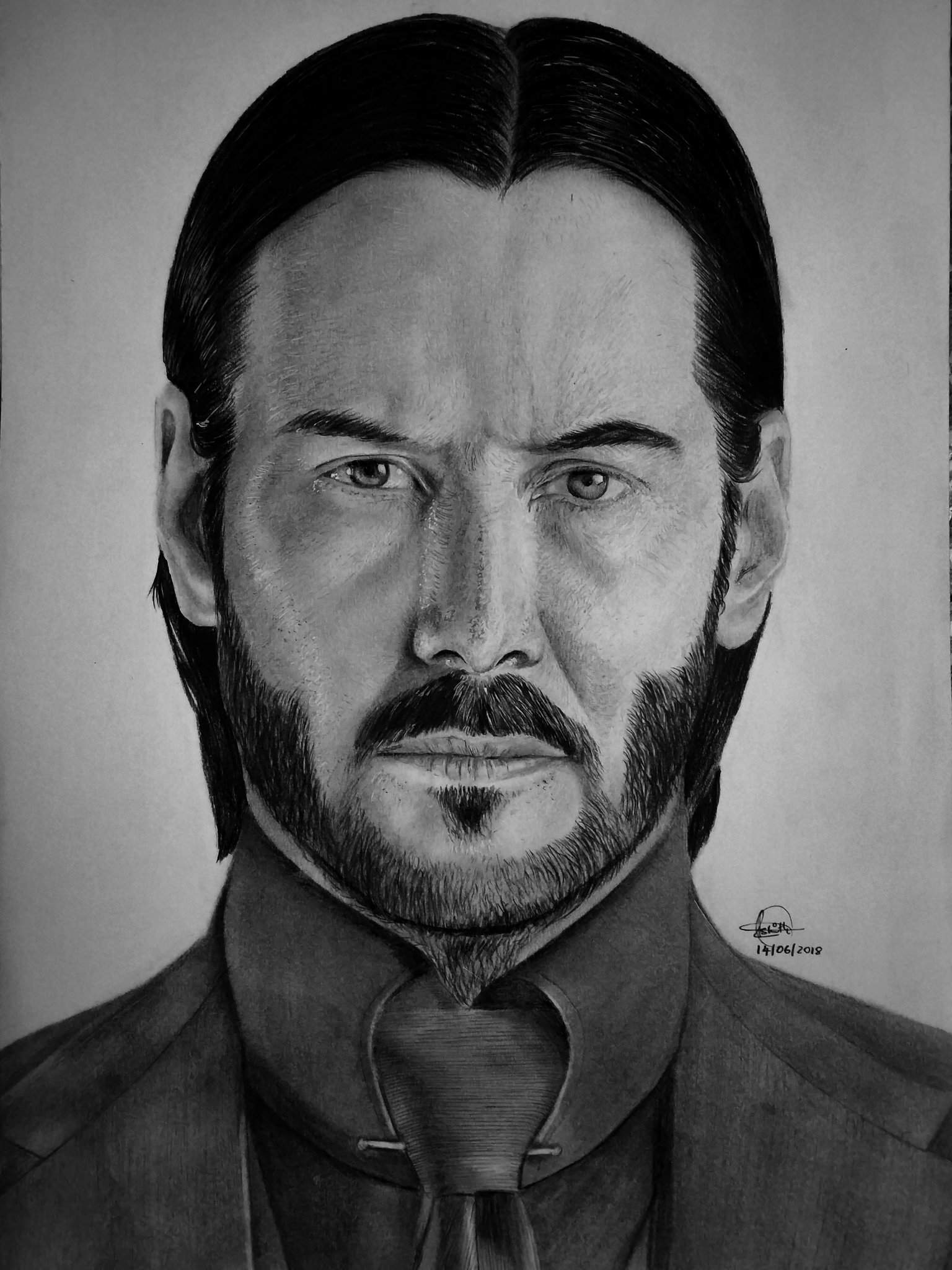 Pencil Portrait of John Wick (Keanu Reeves) Arts And OCs Amino