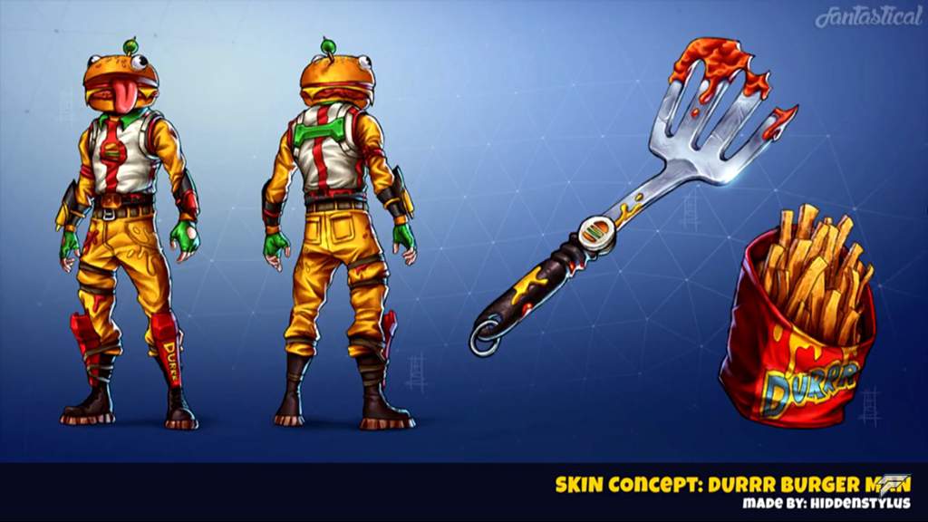 durr burger skin concept - fortnite character concepts