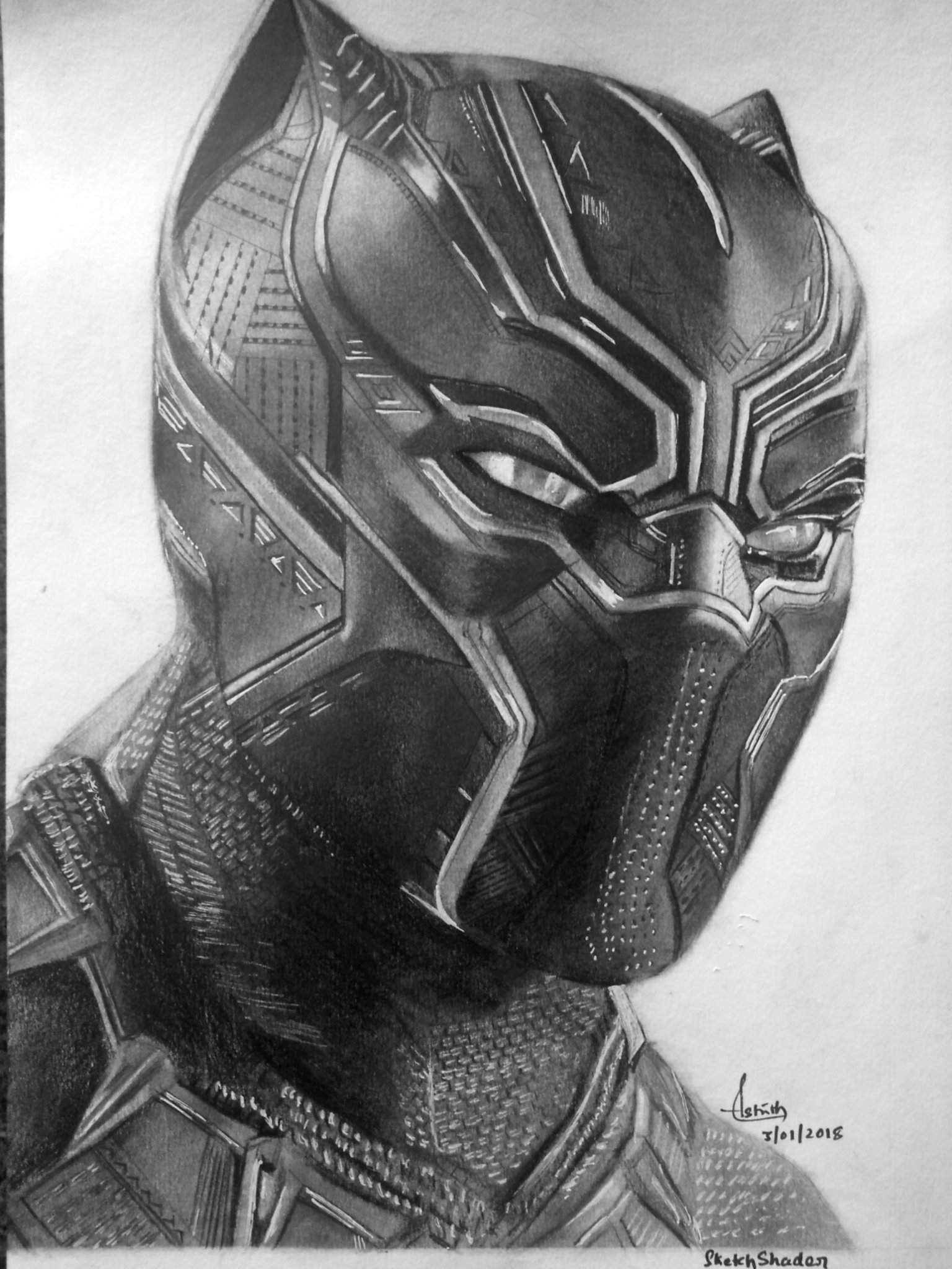 Pencil drawing of Black Panther Arts And OCs Amino