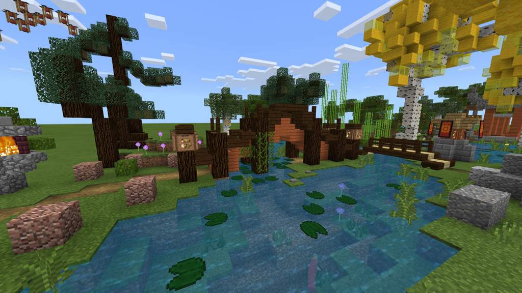 My Asian/Western water Garden | Minecraft Amino