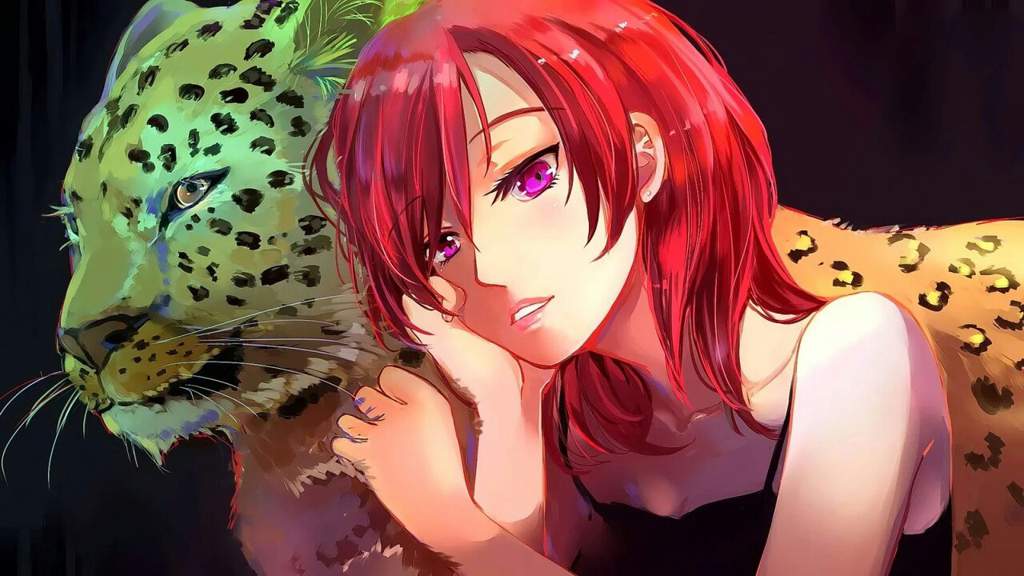 Anime girls with red hair and green eyes