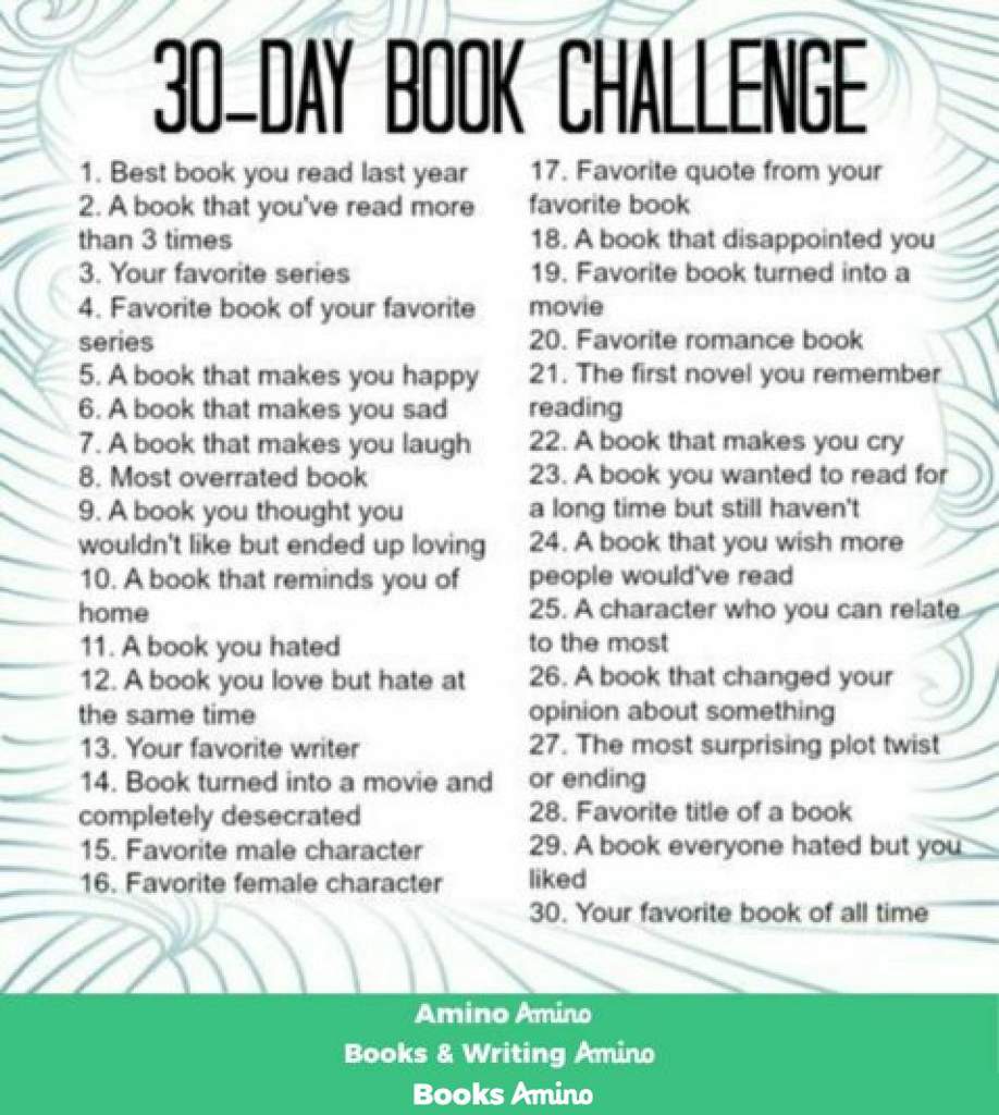 30 day book challenge  Books & Writing Amino