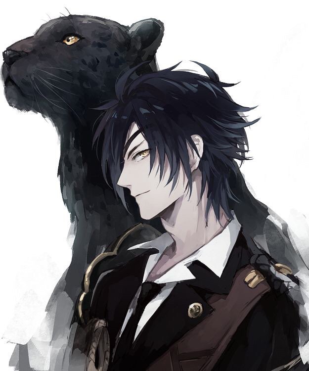Anime werewolf boy with black hair