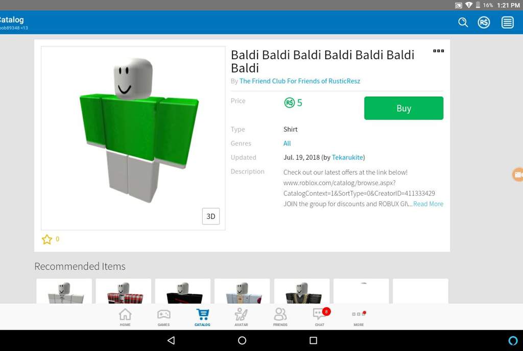Do You Want To Be Baldi On Roblox So Buy This Only For 5 Robux