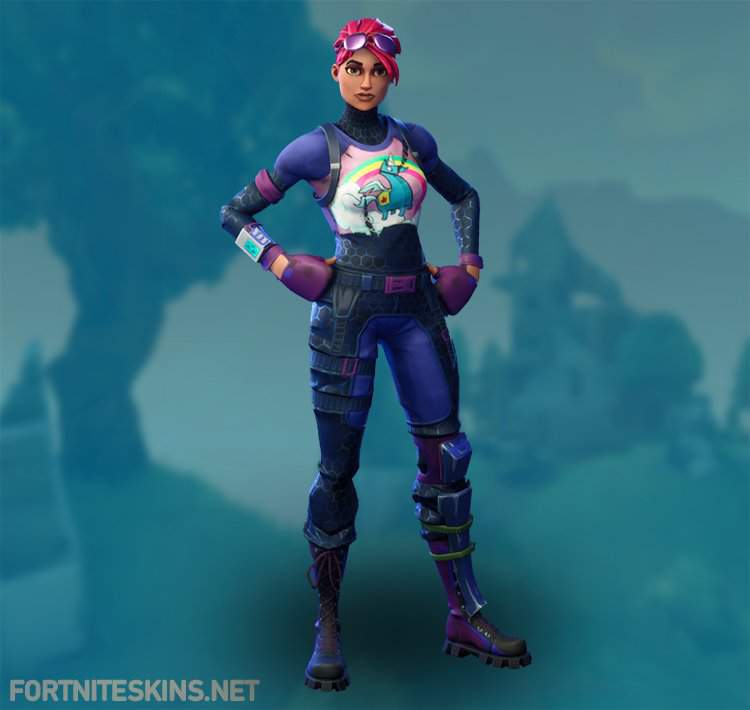 nice outfit i like the unicorn theme and the hair color as much as it is bright and contrasted it fits i like her shirt very much and my only problem - fortnite weibliche skins