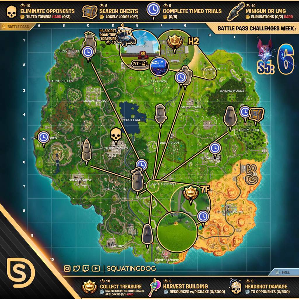 desafios semana 6 - mapa desafios fortnite semana 6