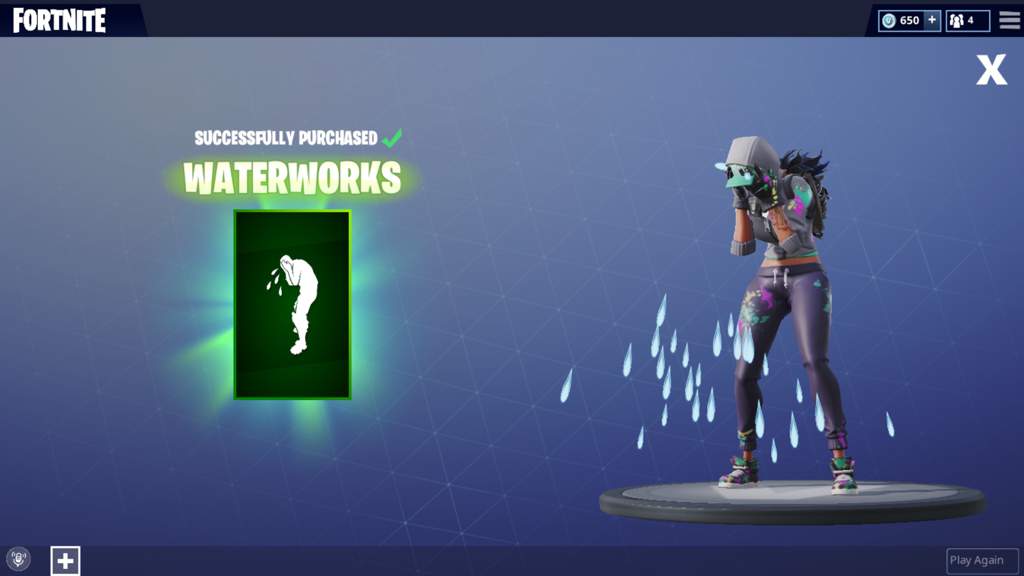 oh yeah i also got this emote - waterworks fortnite