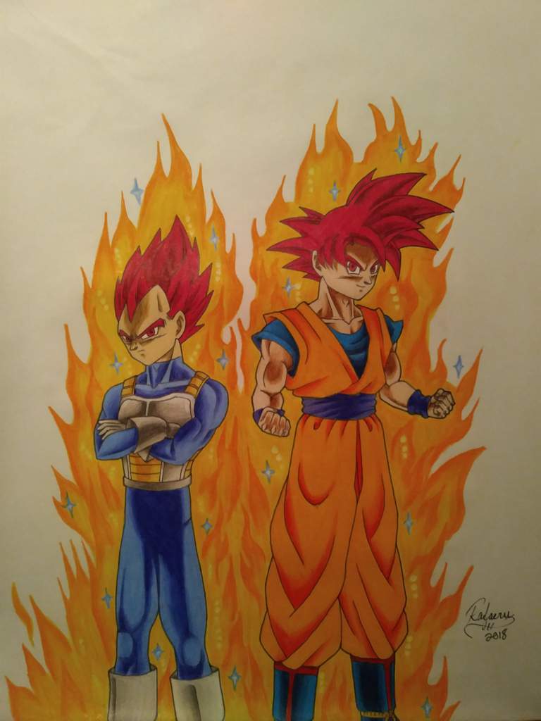 Drawing Goku & Vegeta Super Saiyan God !!!! (Colored ...