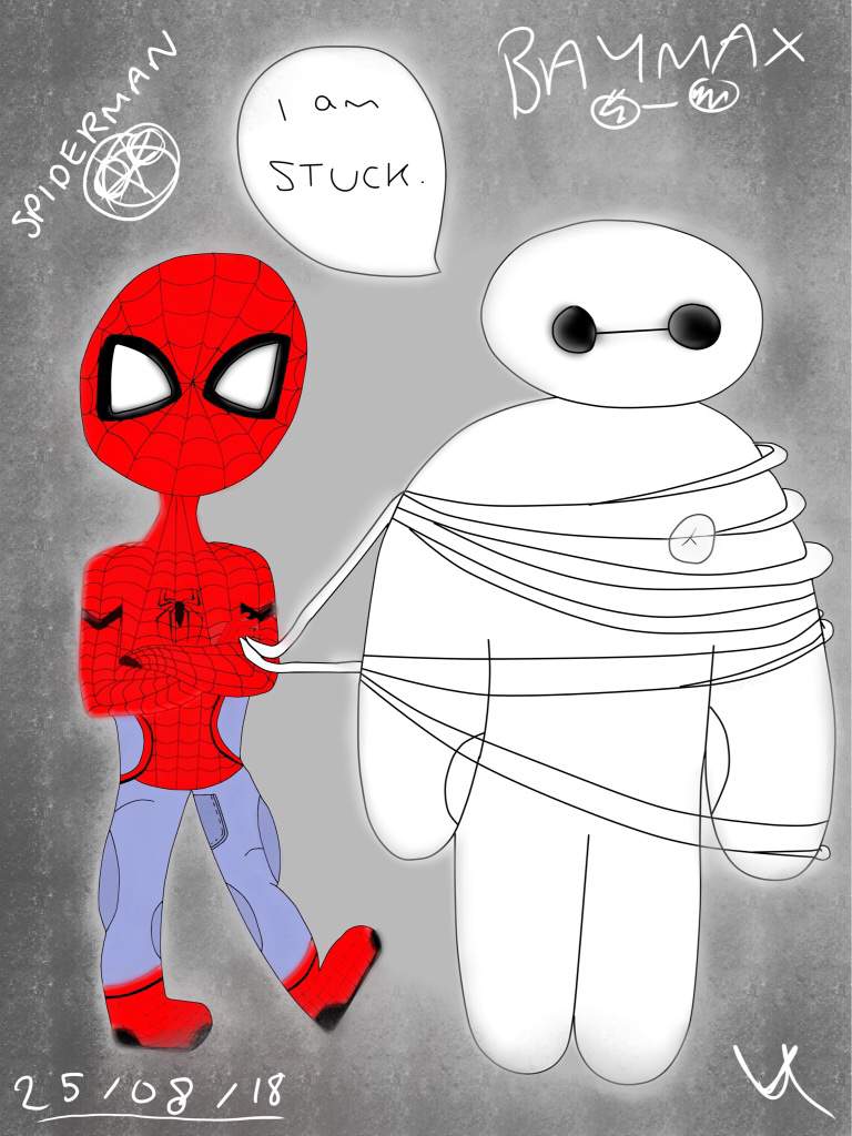 My drawing of spiderman vs baymax | Spider-Man Amino