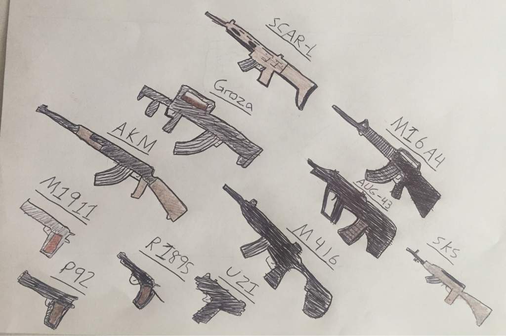 Pubg Guns Drawing Images