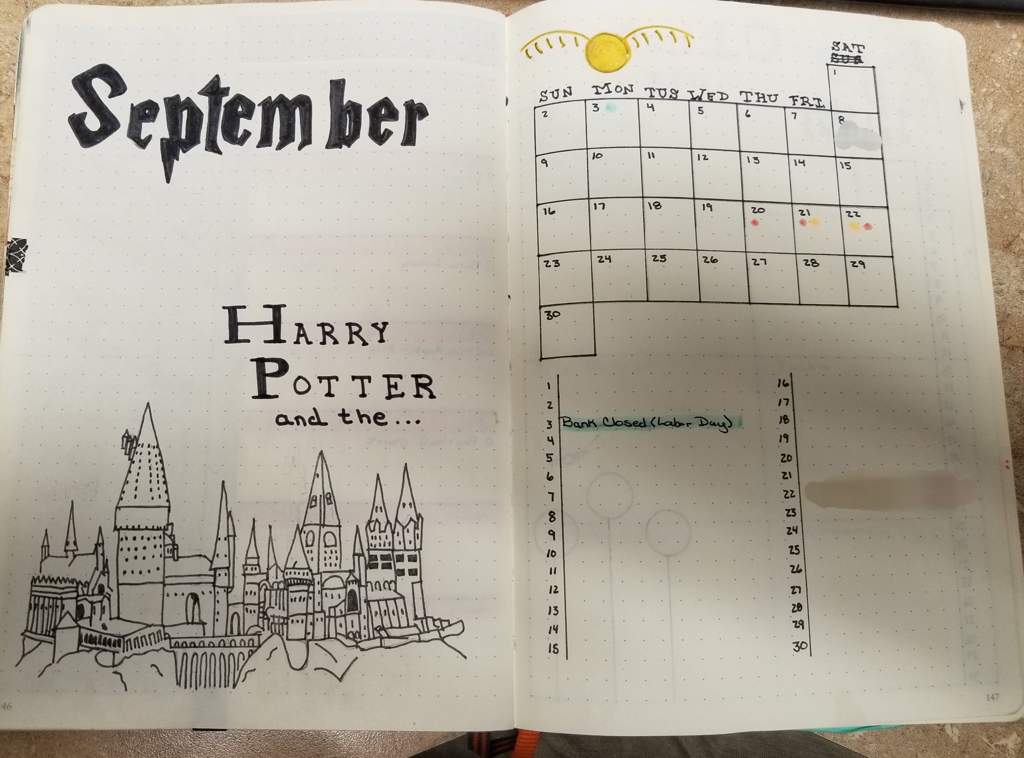 September Spread - Harry Potter Theme | Bullet Journal Amino