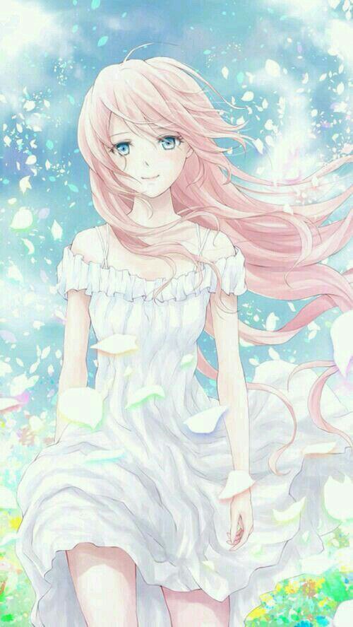 Anime girl with light pink hair