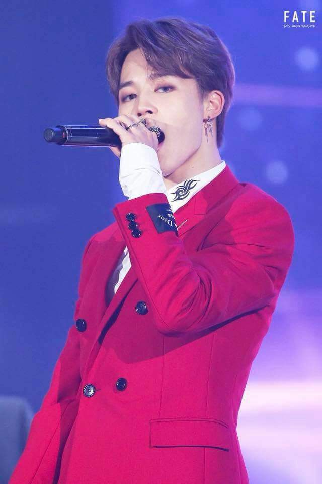 Jimin with red suit | ARMY's Amino