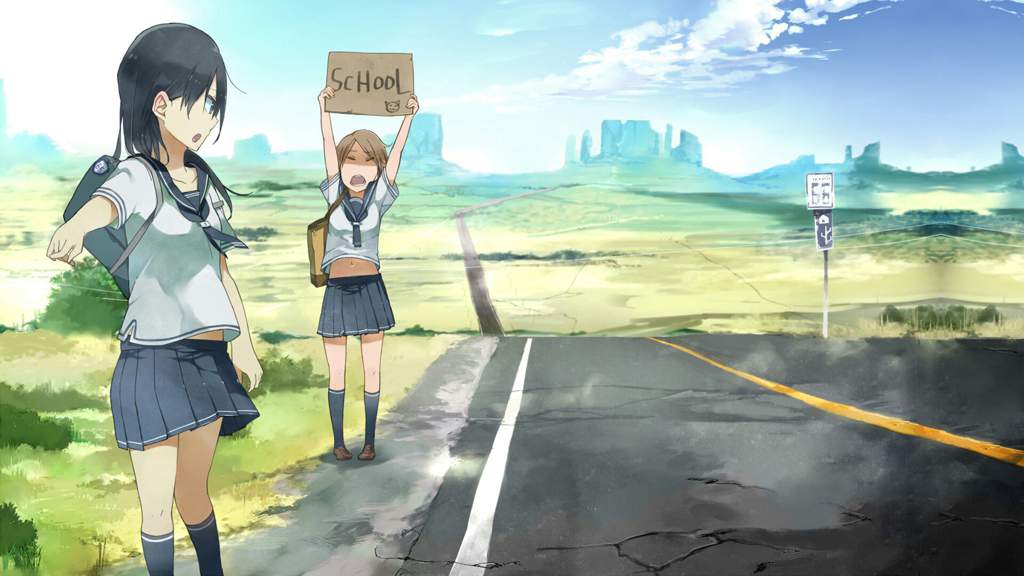Anime girl walking away