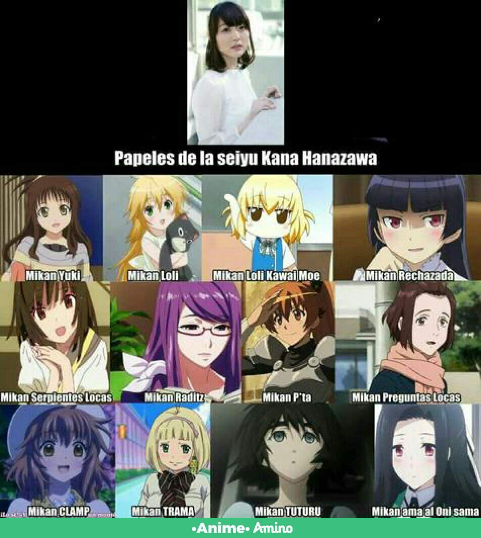 Collage Kana Hanazawa seiyu de: | •Anime• Amino